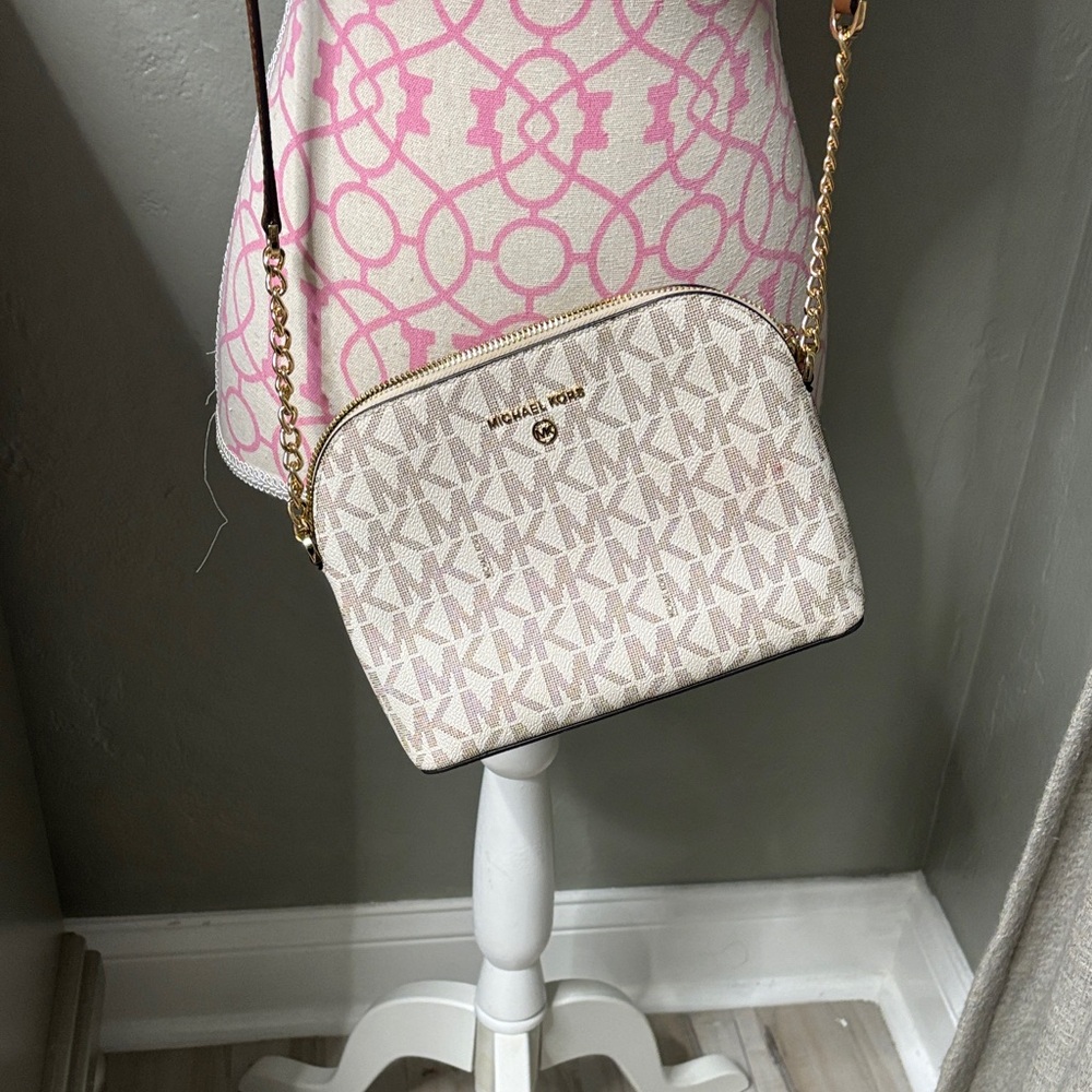 Michael Kors Beige Monogram Crossbody Bag